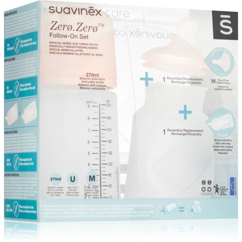 Suavinex Zero Zero Follow-On Set подаръчен комплект за бебета M Medium Flow 3 m+