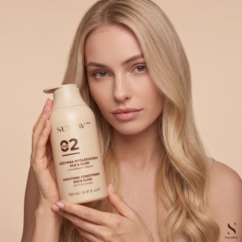 SUNEWMED+ Silk & Glow Repairing Conditioner изправящ балсам за блясък и мекота на косата 500 мл.