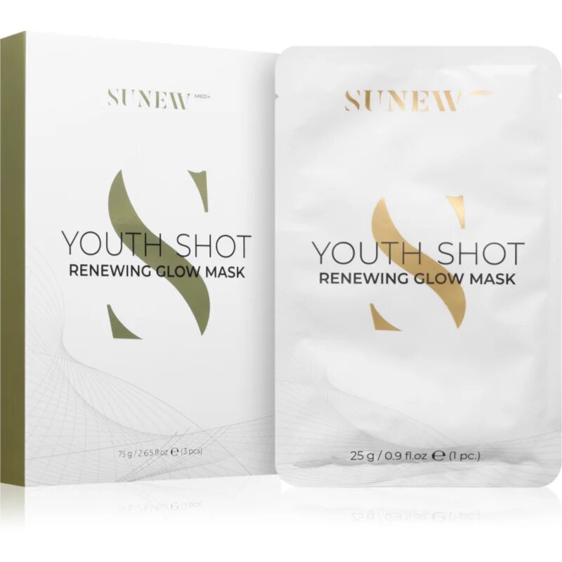 SUNEWMED+ Youth Shot Regenerating Glow Face Sheet Mask платнена маска за регенериране на кожата 3 бр.