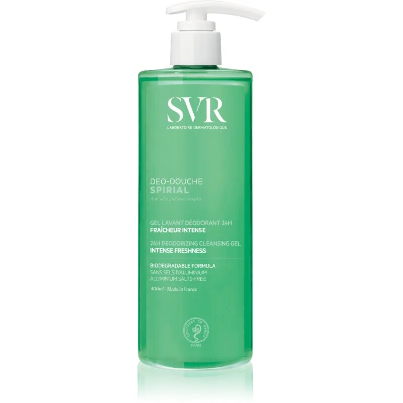 SVR Spirial Deo-Douche почистващ гел за лице тяло и коса за чувствителна кожа на лицето 400 мл.