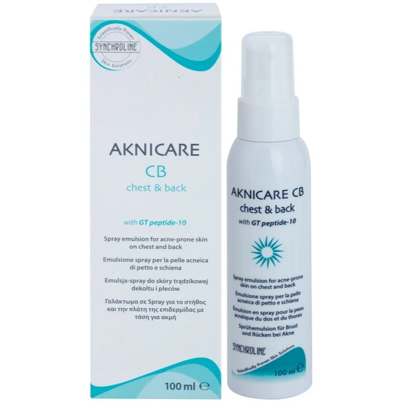 Synchroline Aknicare CB емулсия в спрей за редуциране проявите на акне по гърдите и гърба 100 мл.