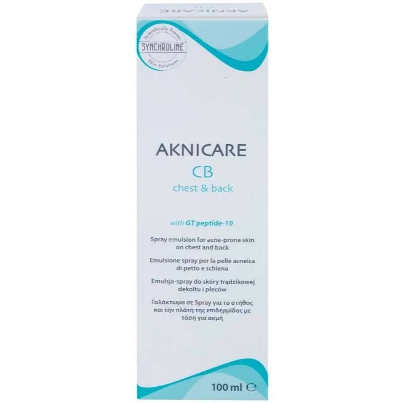 Synchroline Aknicare CB емулсия в спрей за редуциране проявите на акне по гърдите и гърба 100 мл.