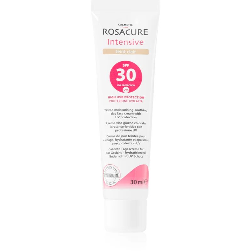 Synchroline Rosacure Intensive тонираща емулсия за чувствителна кожа със склонност към зачервявания SPF 30 цвят Clair 30 мл.