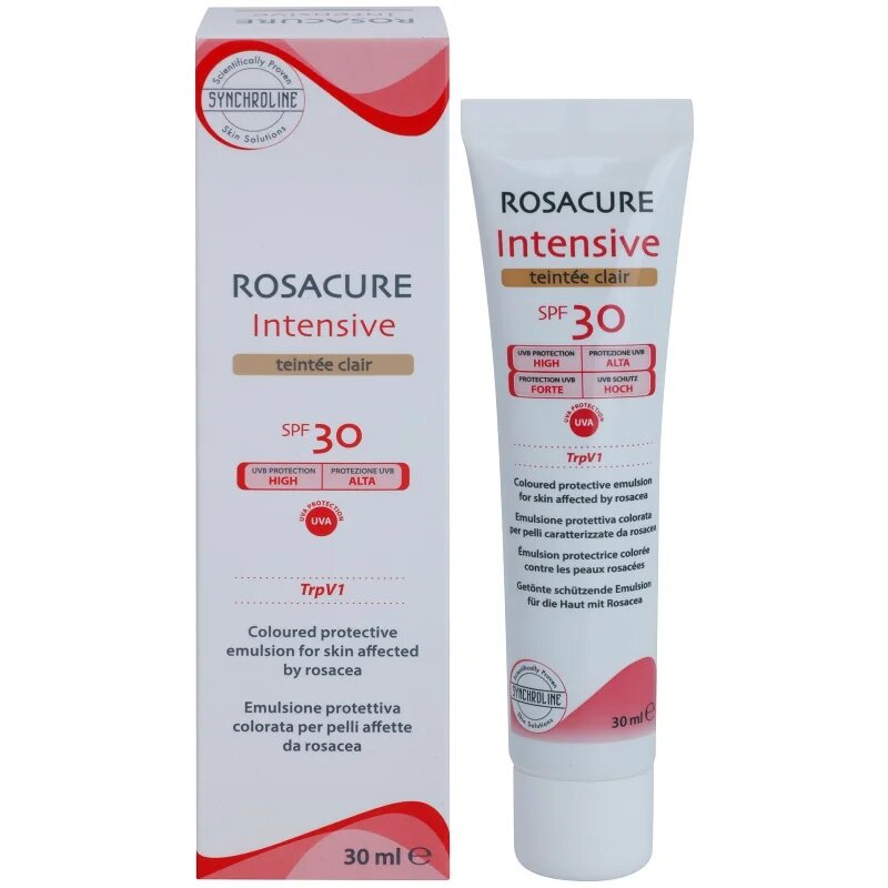 Synchroline Rosacure Intensive тонираща емулсия за чувствителна кожа със склонност към зачервявания SPF 30 цвят Clair 30 мл.