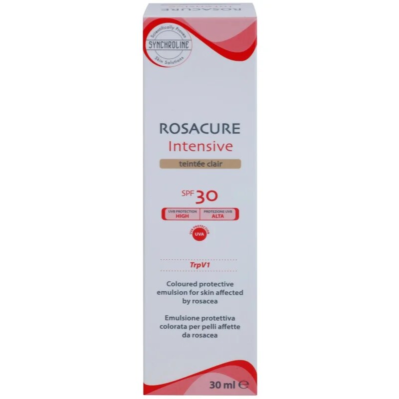 Synchroline Rosacure Intensive тонираща емулсия за чувствителна кожа със склонност към зачервявания SPF 30 цвят Clair 30 мл.