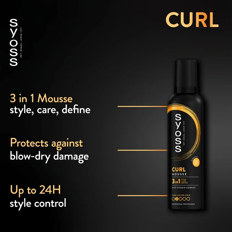 Syoss Curl Mousse пяна втвърдител за естествена фиксация 250 мл.