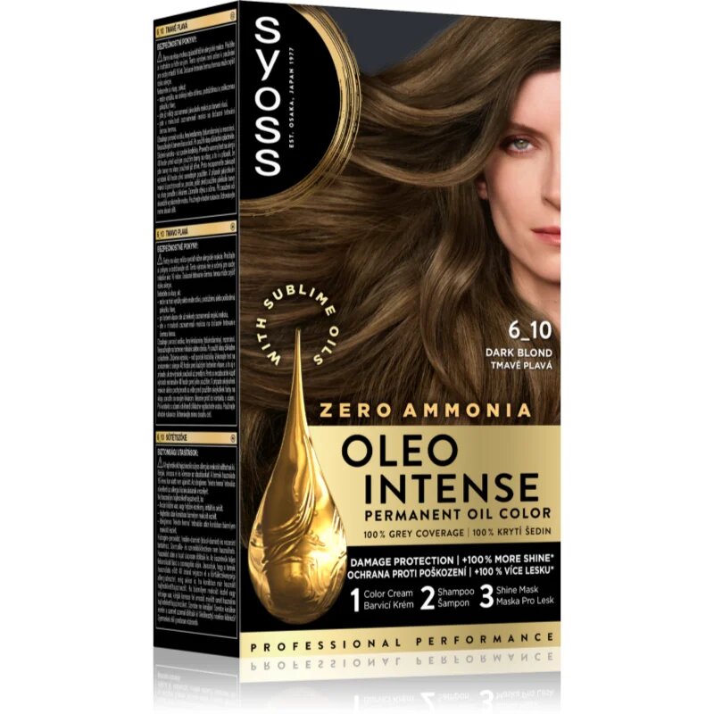 Syoss Oleo Intense перманентната боя за коса с олио цвят 6-10 Dark Blond 1 бр.