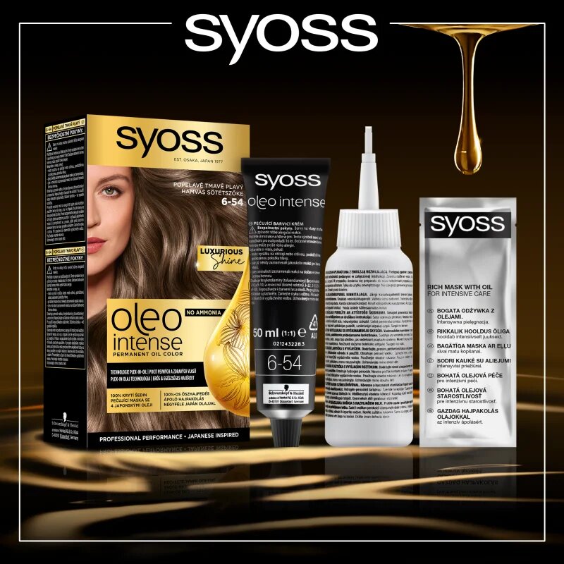 Syoss Oleo Intense перманентната боя за коса с олио цвят 6_54 Cool Dark Blond 1 бр.