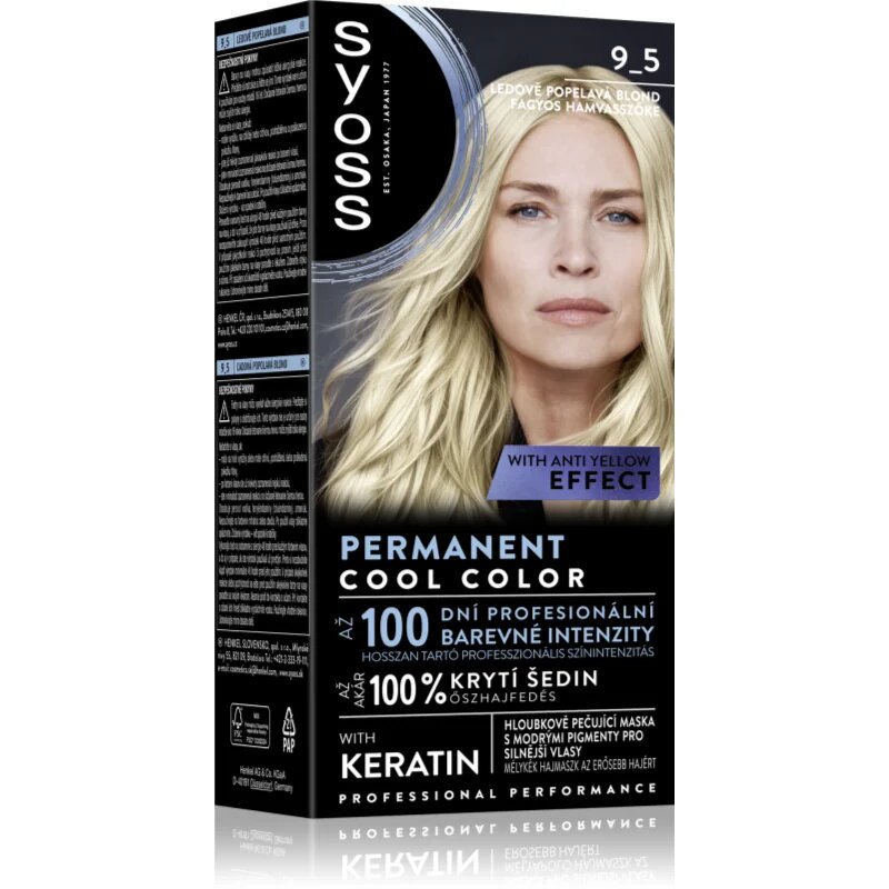 Syoss Permanent Cool Color перманентната боя за коса със студен подтон цвят 9_5 Frozen Pearl Blonde 1 бр.