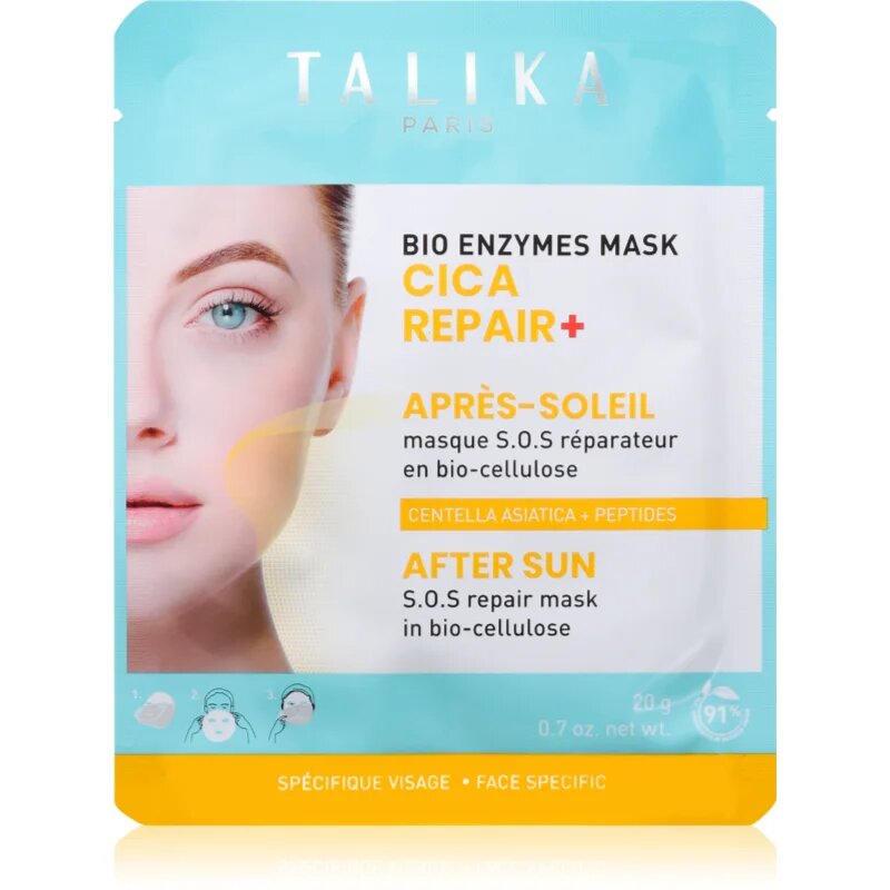 Talika Bio Enzymes Cica Repair After Sun успокояваща платнена маска след слънчеви бани 20 гр.