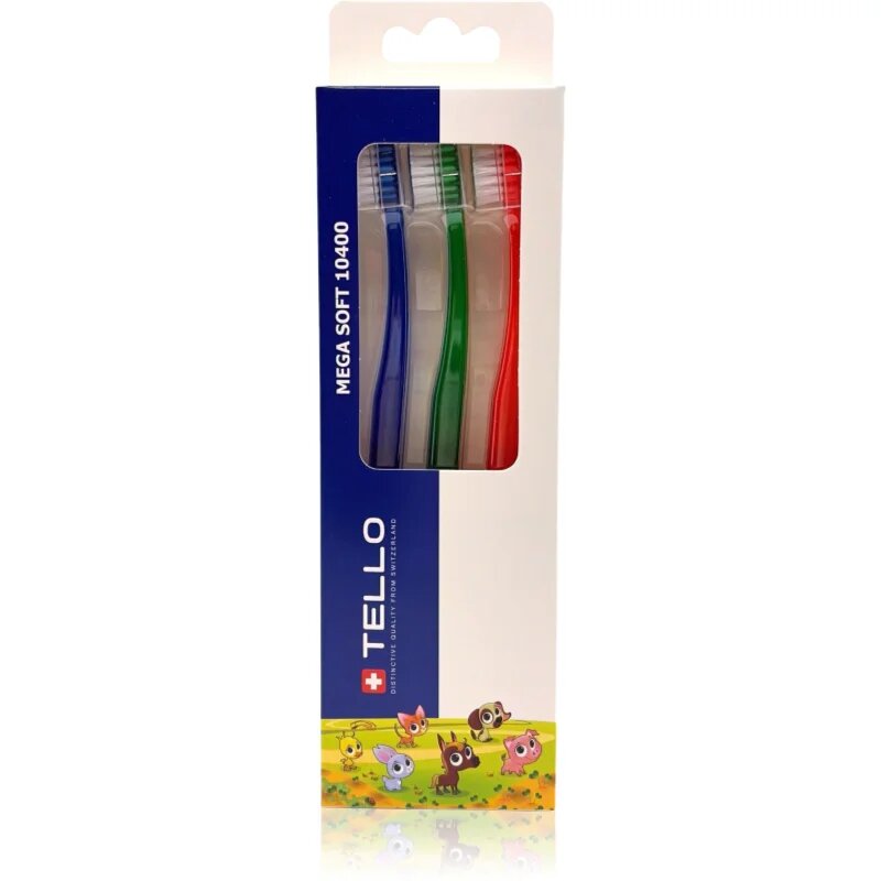 TELLO Kids 10400 Mega Soft четки за зъби за деца 2-7 3 бр.