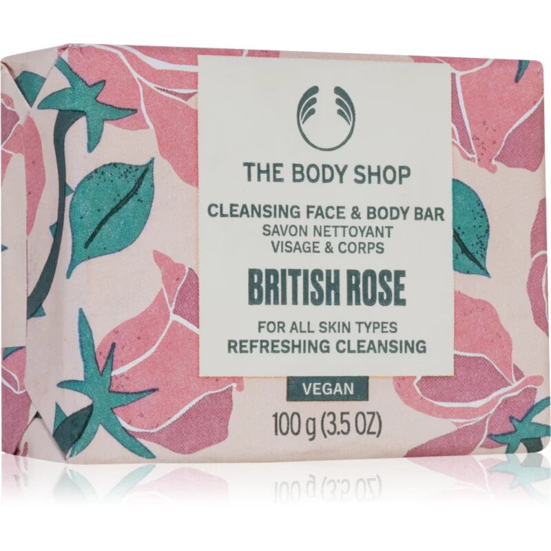 The Body Shop British Rose Cleansing Bar твърд сапун за тяло и лице 100 гр.