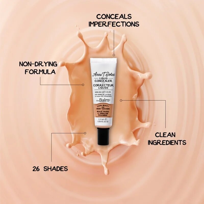 theBalm Anne T. Dotes® Liquid Concealer течен коректор за пълно покритие цвят #7 Warm Fair 11.8 мл.