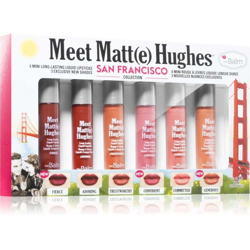 theBalm Meet Matt(e) Hughes Mini Kit San Francisco комплект течно червило за дълготраен ефект 6 бр.