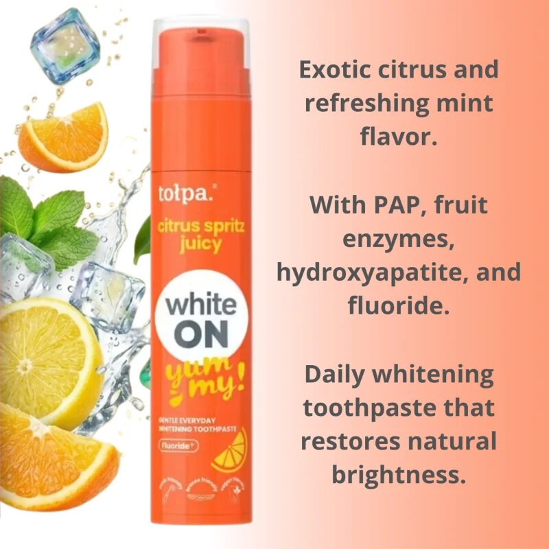 Tołpa On White Yummy избелваща паста за зъби вкус Citrus Spritz 60 гр.