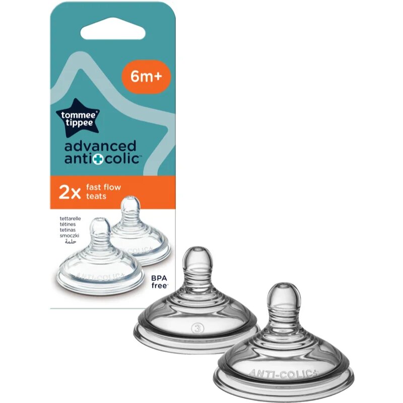 Tommee Tippee Advanced Anti-Colic биберон за шише Fast Flow 6-12m 2 бр.