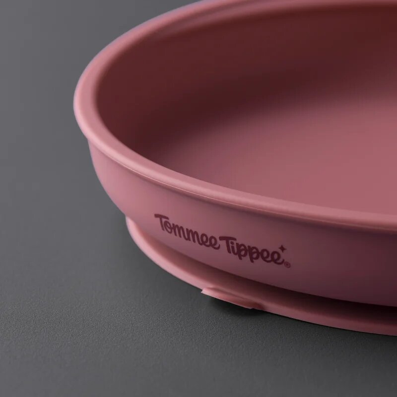 Tommee Tippee EasiStick™ Silicone Weaning Plate чиния с вендуза 4m+ Pink 1 бр.
