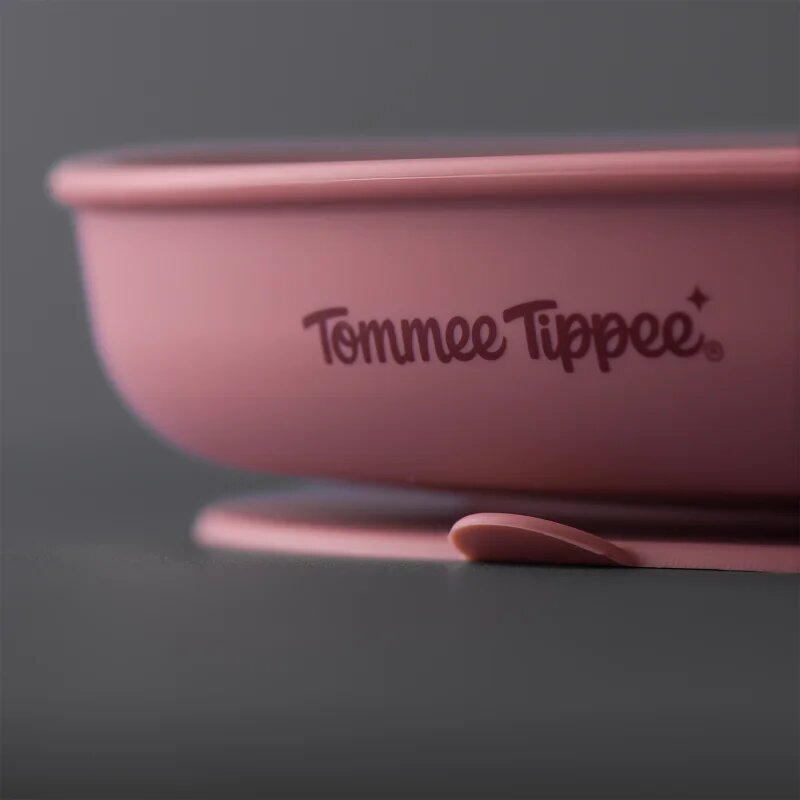 Tommee Tippee EasiStick™ Silicone Weaning Plate чиния с вендуза 4m+ Pink 1 бр.