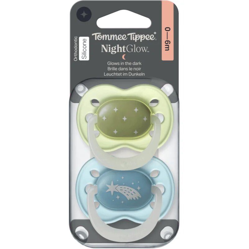 Tommee Tippee NightGlow Soother 0-6m биберон Boy 2 бр.