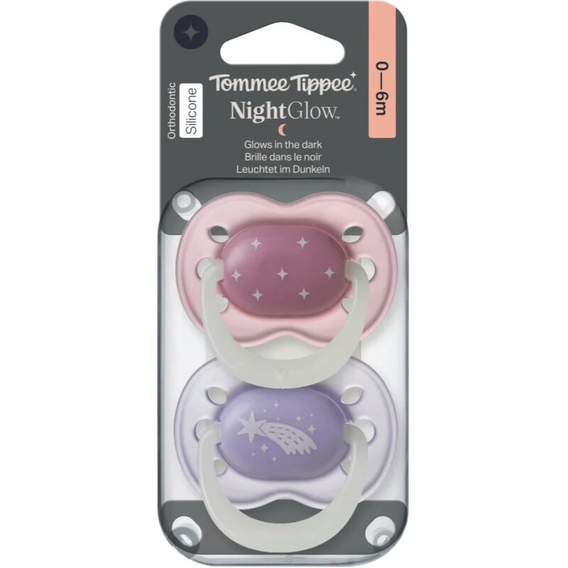 Tommee Tippee NightGlow Soother 0-6m биберон Girl 2 бр.