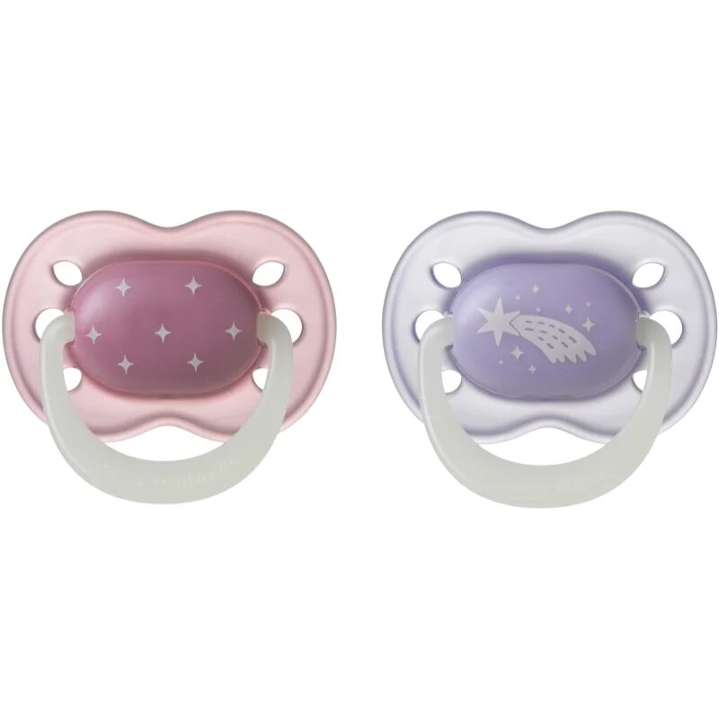 Tommee Tippee NightGlow Soother 0-6m биберон Girl 2 бр.