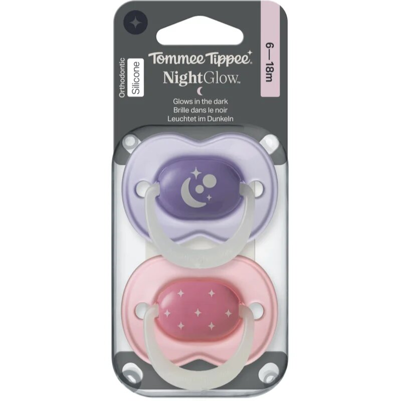 Tommee Tippee NightGlow Soother 6-18m биберон Girl 2 бр.