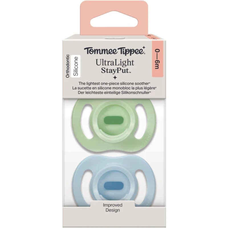 Tommee Tippee Ultra Light Stay Put 0-6 m биберон Boy 2 бр.