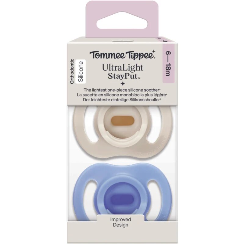 Tommee Tippee Ultra Light Stay Put 6-18 m биберон Boy 2 бр.