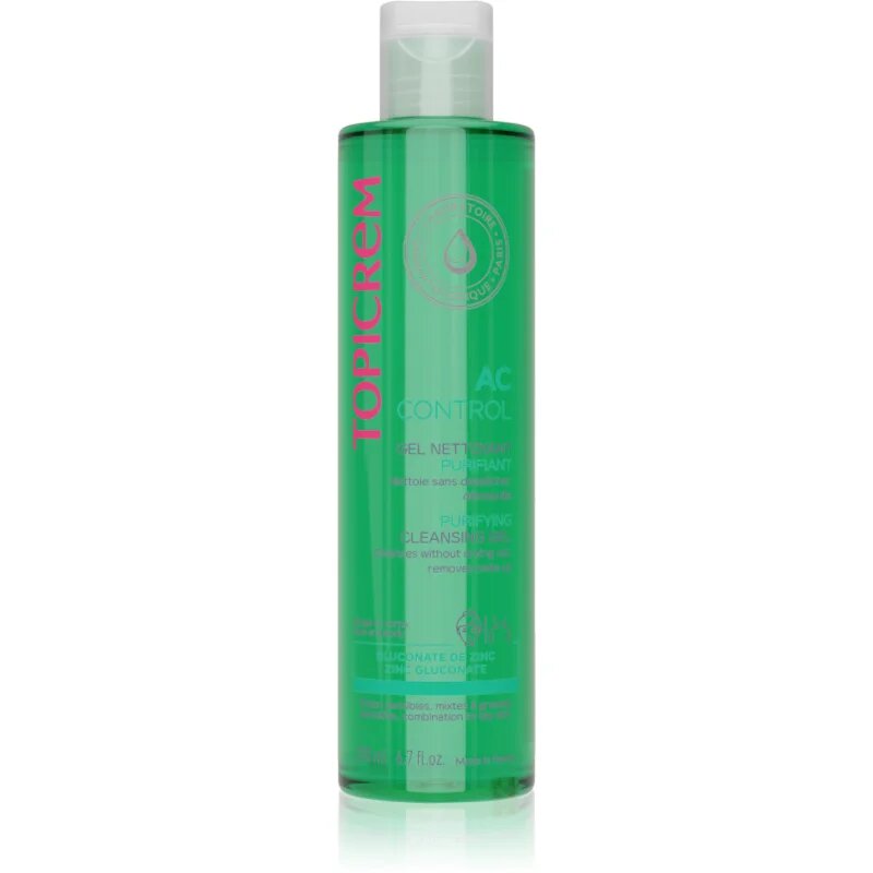 Topicrem AC Purifying Cleansing Gel дълбоко почистващ гел за мазна чувствителна кожа 200 мл.