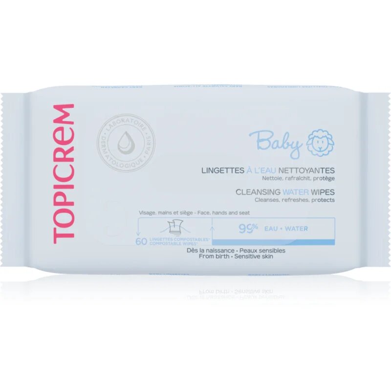 Topicrem BABY Cleansing Water Wipes мокри почистващи кърпички за деца 60 бр.
