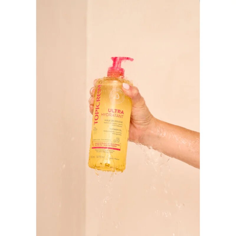 Topicrem UH BODY Shower Oil хидратиращо почистващо олио за суха и чувствителна кожа 500 мл.