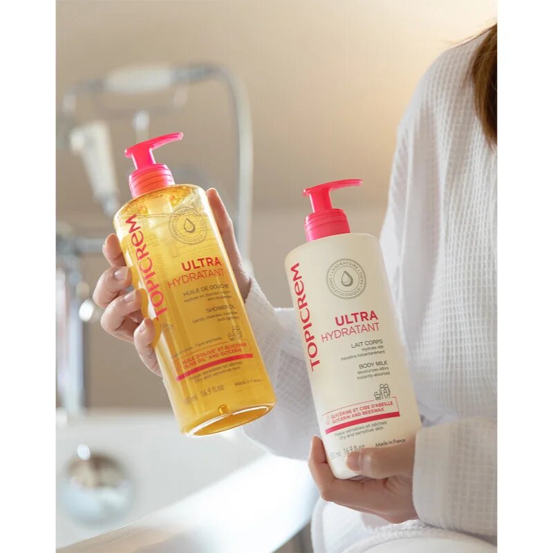 Topicrem UH BODY Shower Oil хидратиращо почистващо олио за суха и чувствителна кожа 500 мл.