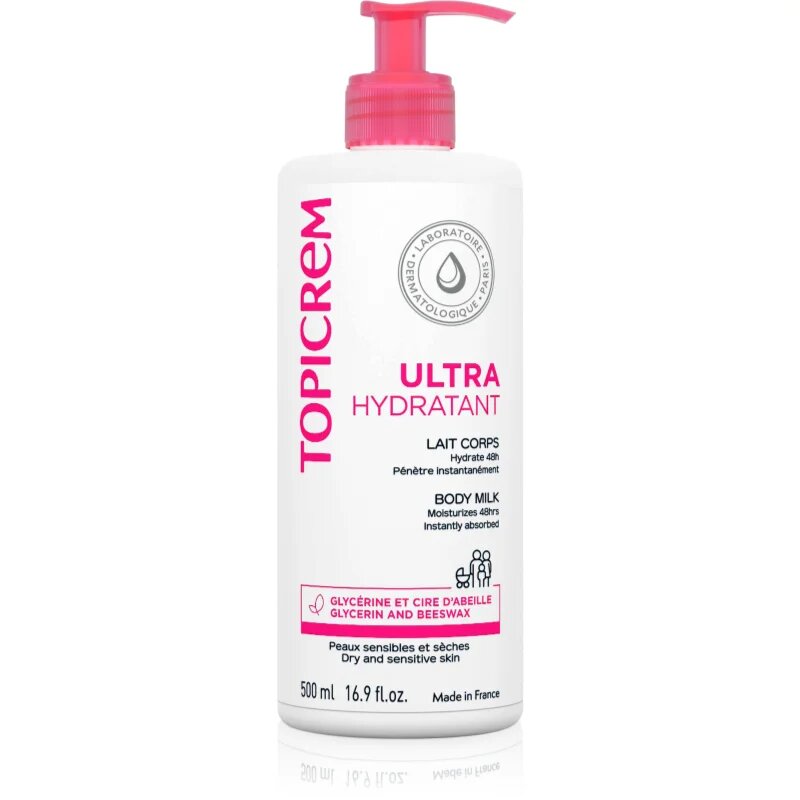 Topicrem UH BODY Ultra-Moisturizing Body Milk дълбоко хидратиращо мляко за тяло за суха и чувствителна кожа 500 мл.