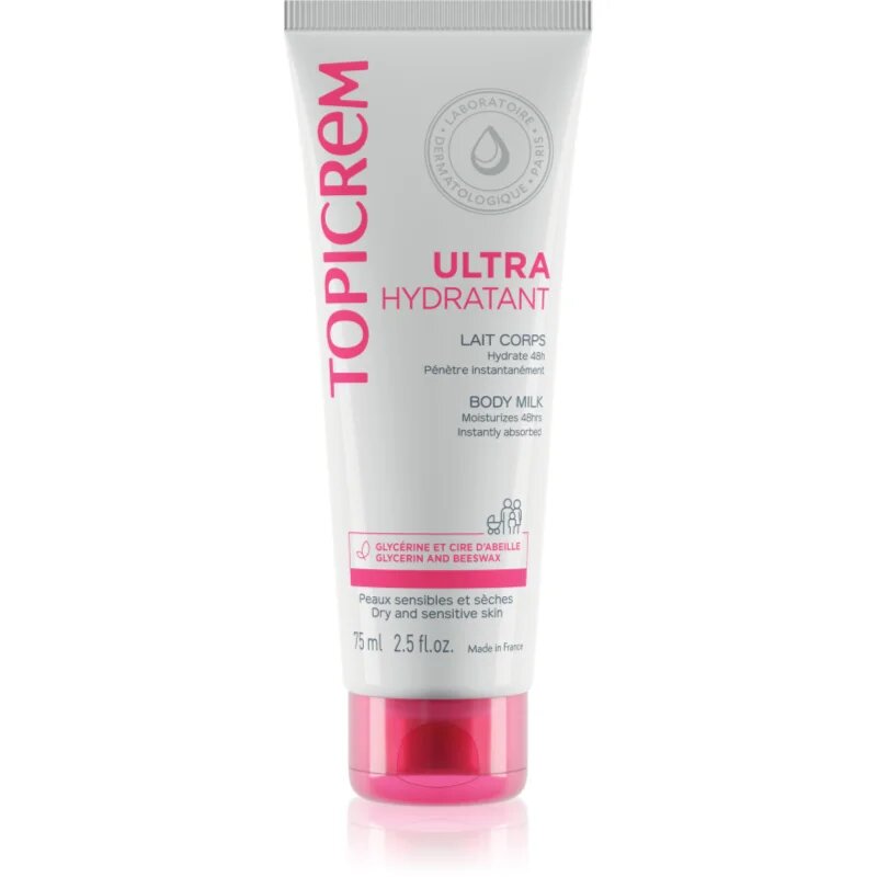Topicrem UH BODY Ultra-Moisturizing Body Milk дълбоко хидратиращо мляко за тяло за суха и чувствителна кожа 75 мл.