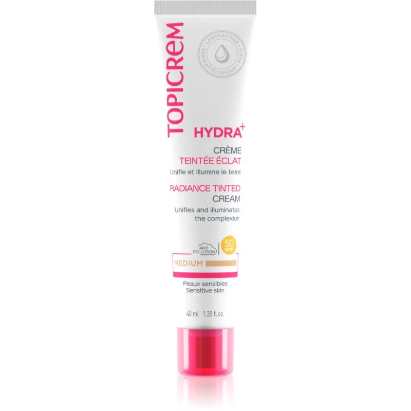 Topicrem UH FACE HYDRA+ Radiance Tinted Cream тониращ хидратиращ крем SPF 40 цвят Medium 40 мл.
