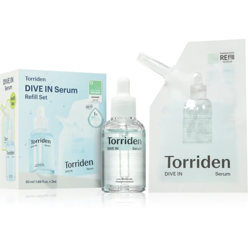 Torriden Dive In Serum Refill Set интензивен хидратиращ серум за озаряване на лицето + резервен пълнител 2x50 мл.