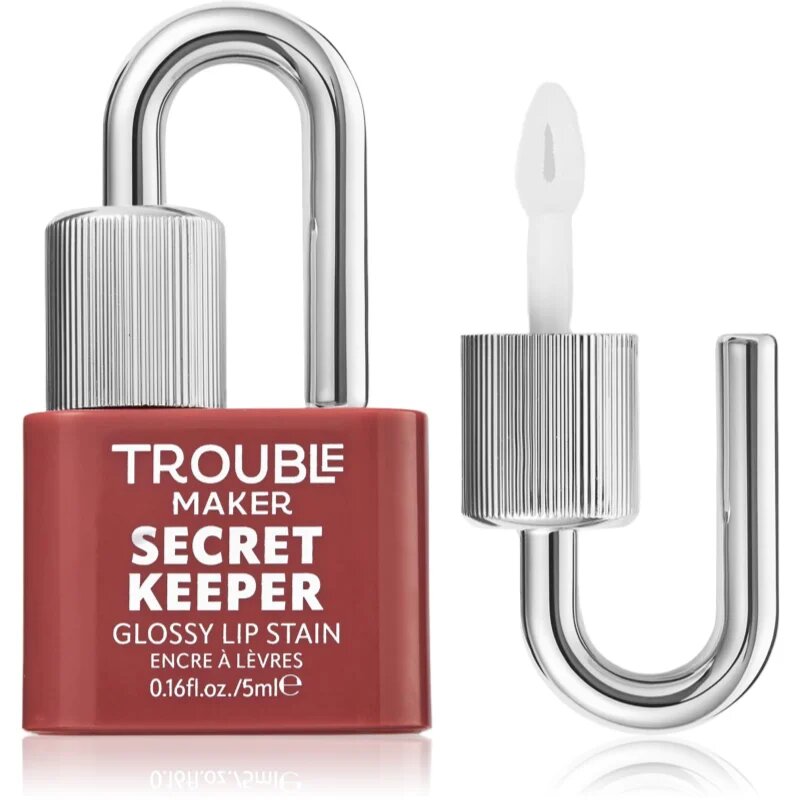 Trouble Maker Secret Keeper Lip Gloss Stain боя за устни за дълготраен ефект цвят Trickish Caramel Nude 5 мл.