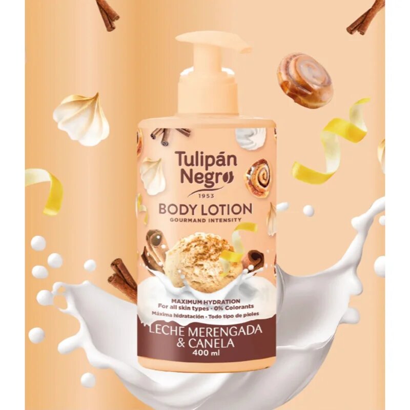 Tulipán Negro Leche Merengada & Canela хидратиращо мляко за тяло 400 мл.