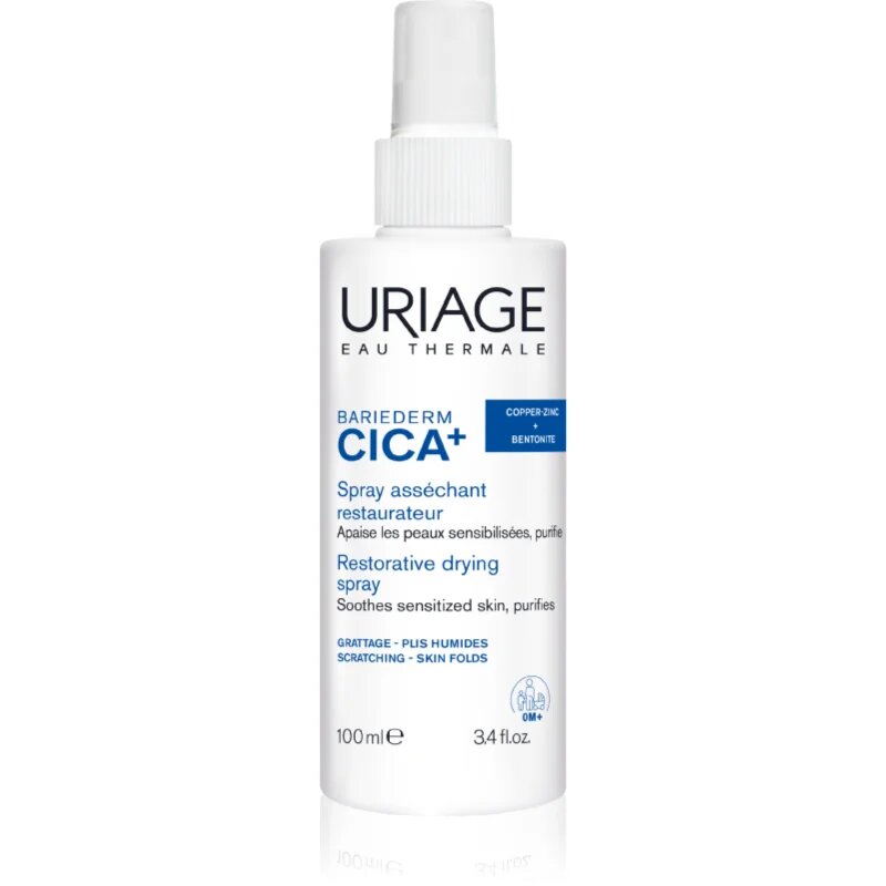 Uriage Bariederm Cica+ Restorative Drying Spray изсушаващ и успокояващ спрей за раздразнена кожа 100 мл.