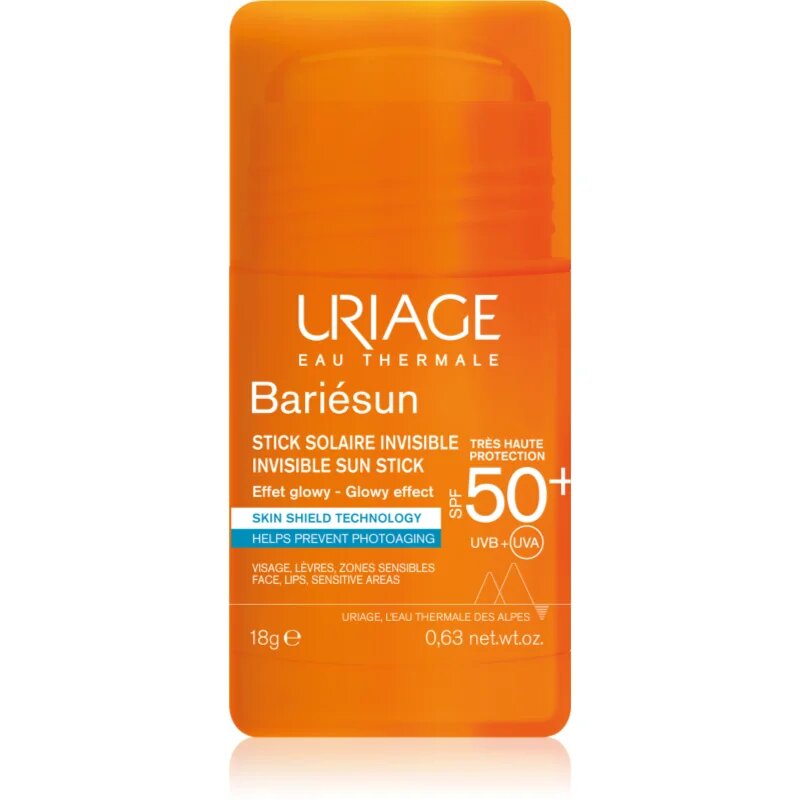 Uriage Bariésun Invisible Sun Stick защитен стик за чувствителни места SPF 50+ 18 гр.