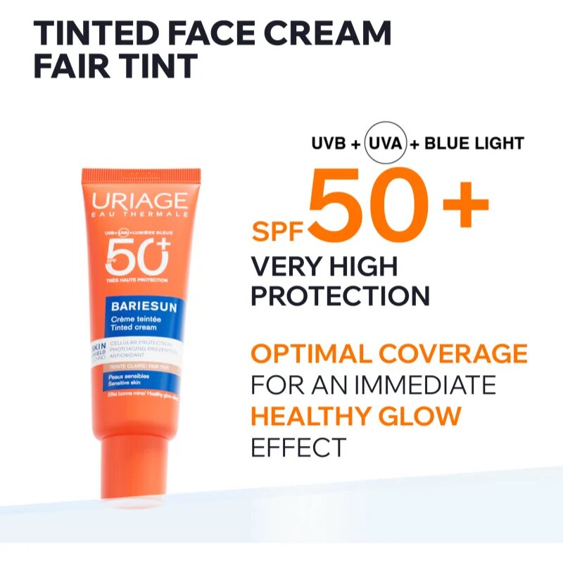 Uriage Bariésun Tinted Cream SPF 50+ защитен тониращ крем за лице SPF 50+ цвят Fair tint 50 мл.