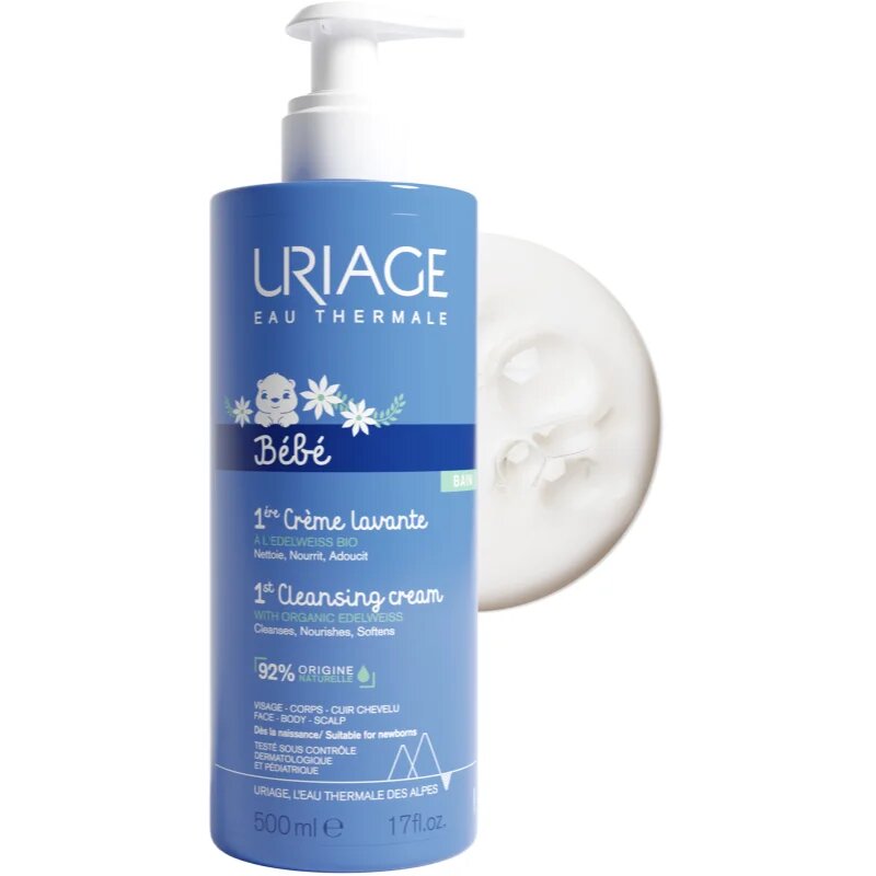 Uriage Bébé 1st Cleansing Cream нежно почистващ крем за деца от раждането им 500 мл.