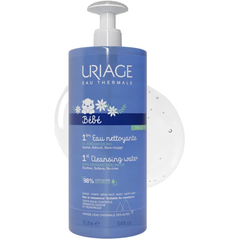 Uriage Bébé 1st Cleansing Water почистваща вода за тяло и лице 1000 мл.