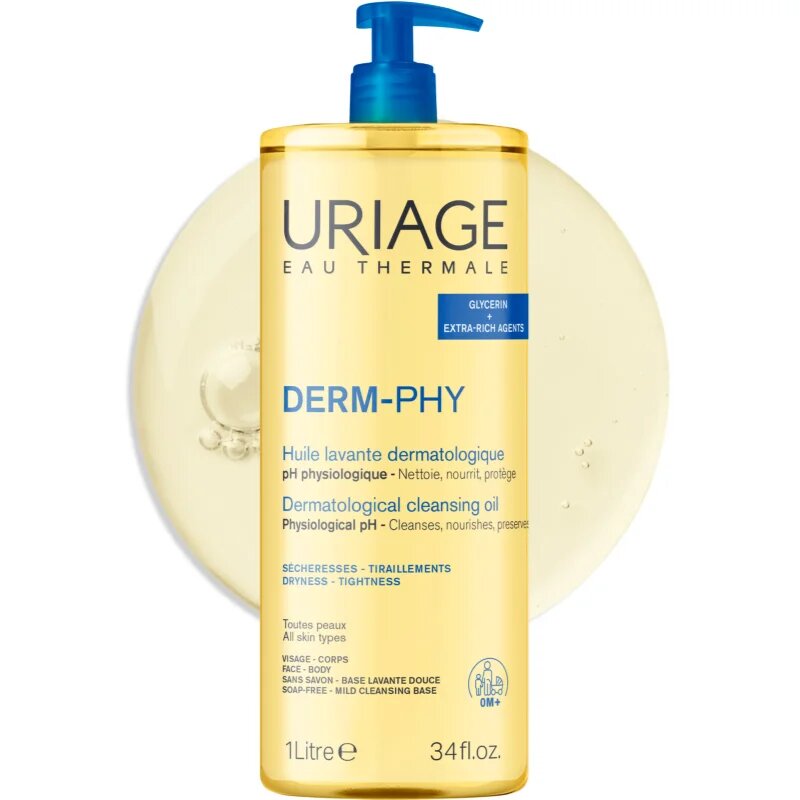 Uriage DERM-PHY Dermatological Cleansing Oil овлажняващ душ гел 500 мл.