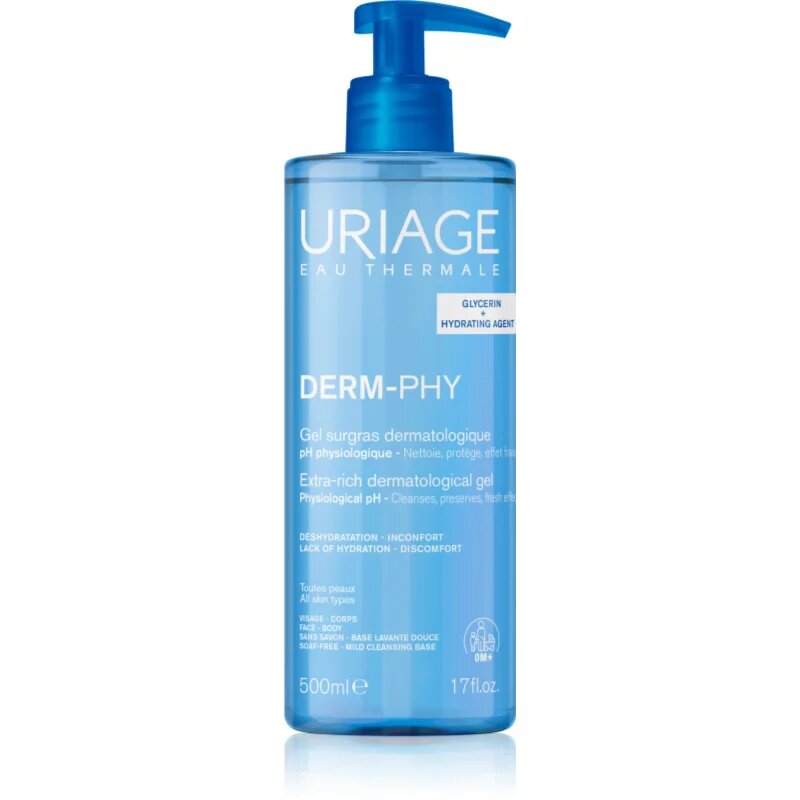 Uriage DERM-PHY Extra Rich Dermatological Gel лек почистващ гел 500 мл.