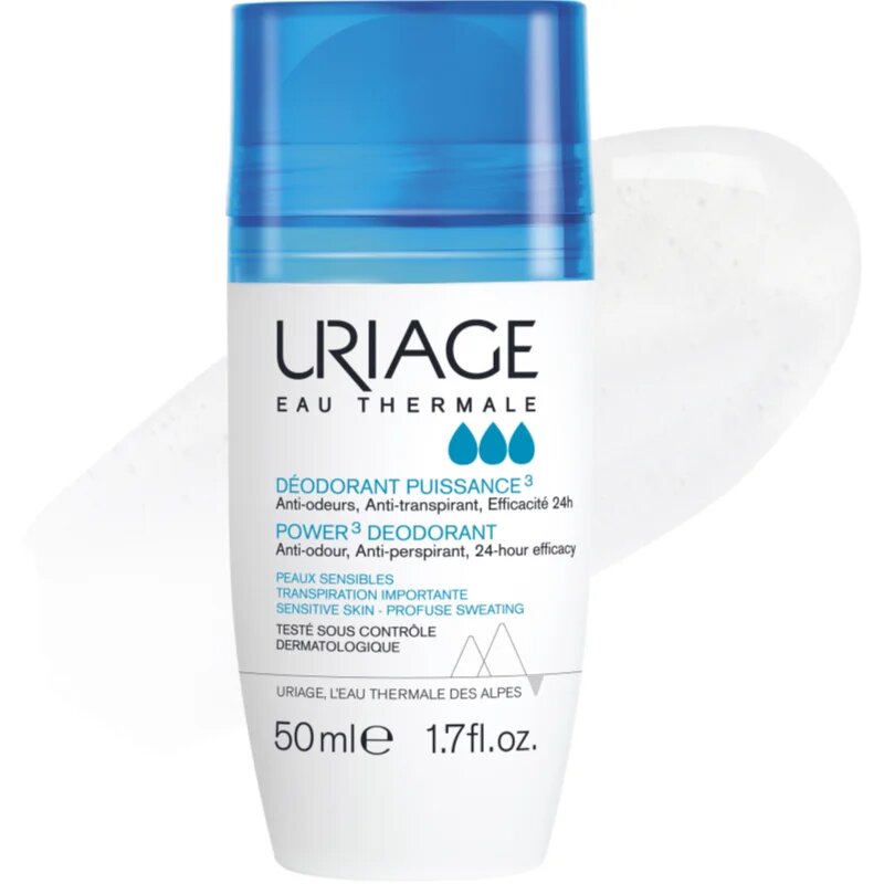 Uriage Hygiène Power3 Deodorant рол-он срещу бели и жълти петна 50 мл.