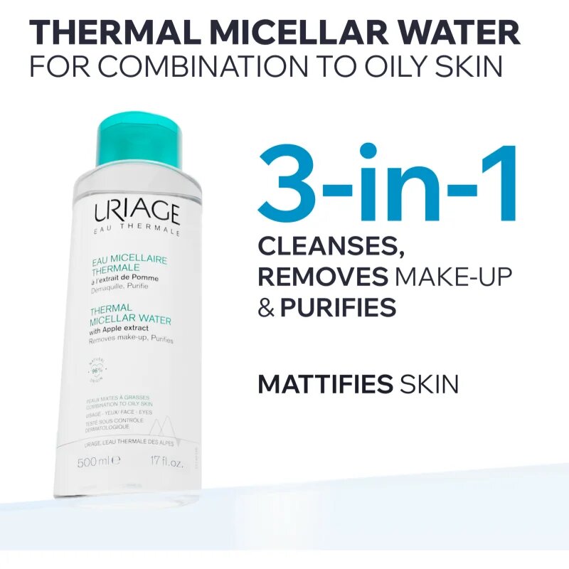 Uriage Hygiène Thermal Micellar Water - Combination to Oily Skin мицеларна почистваща вода за комбинирана към мазна кожа 500 мл.