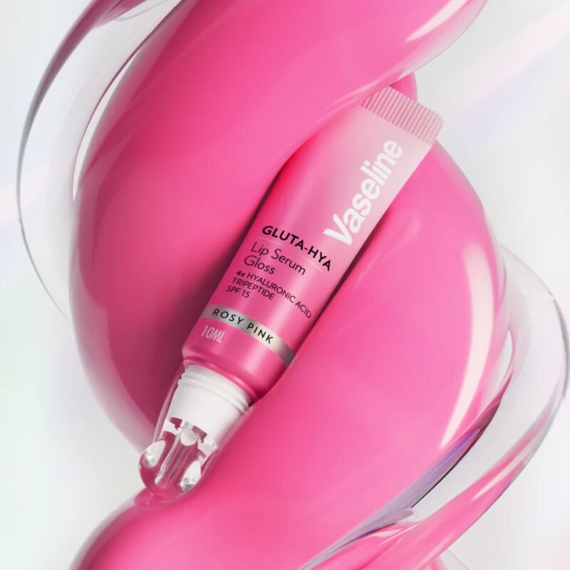 Vaseline Gluta-Hya Lip Serum хидратиращ балсам за устни SPF 15 цвят Rosy Pink 10 мл.