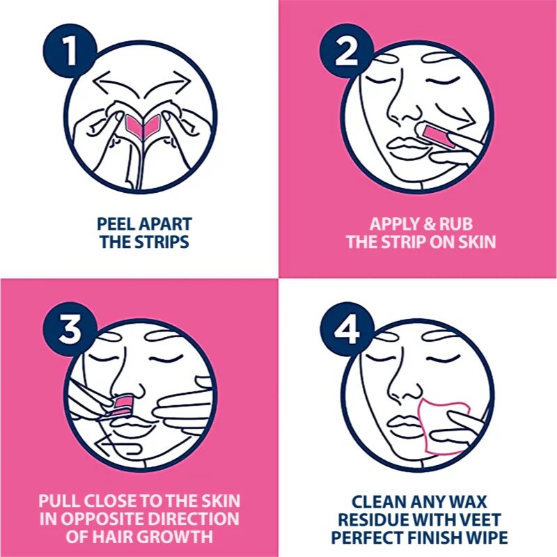 Veet Minima Hypoallergenic восъчни ленти за епилация за лице 20 бр.