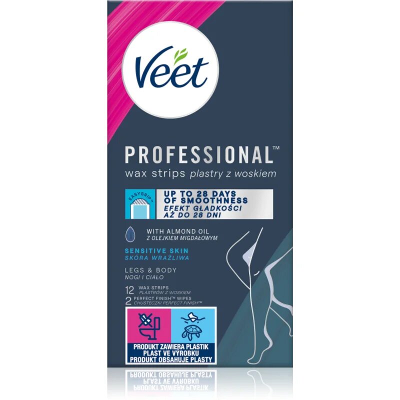 Veet Professional Sensitive Skin восъчни ленти за епилация за чувствителна кожа 12 бр.